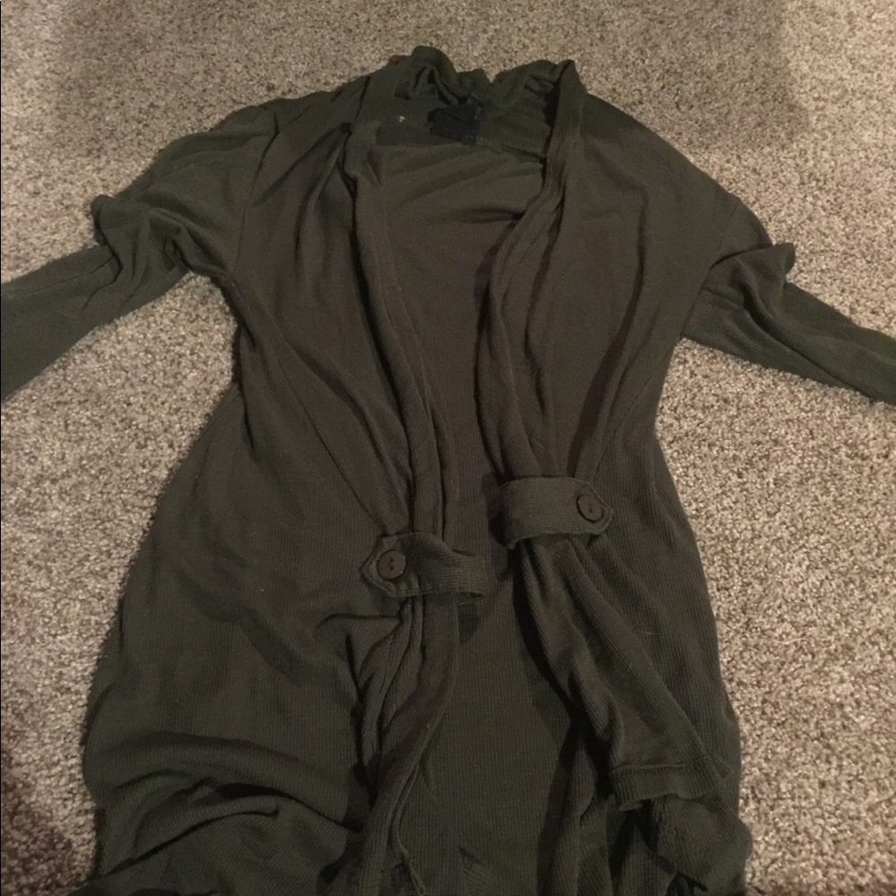 Army green cardigan